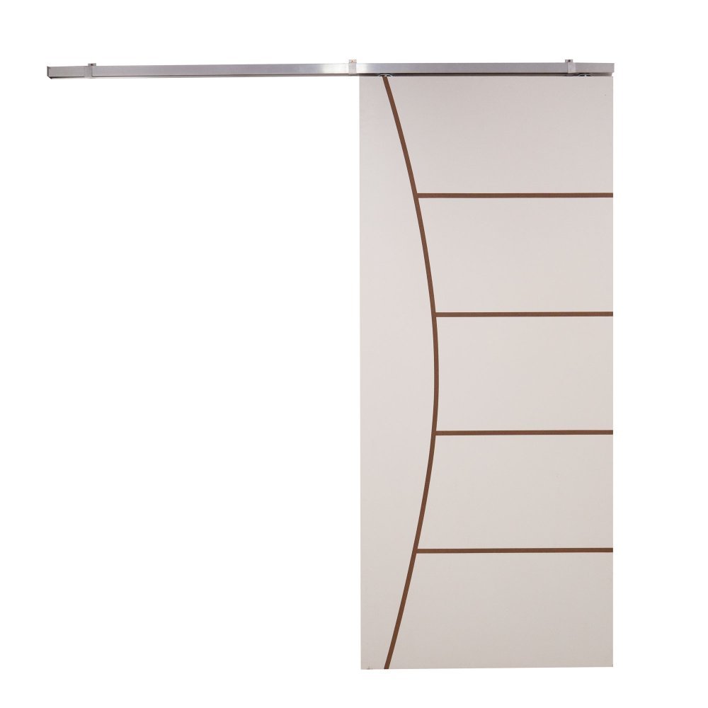 Porta de Correr Branco Prime Frisada Kit Alumínio F10 - 210x100