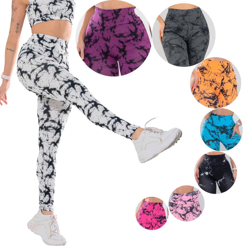 Calça Top ou Short Ponta De Estoque Marmorizada Feminina Leg para GinasticAcademia — imagem 1