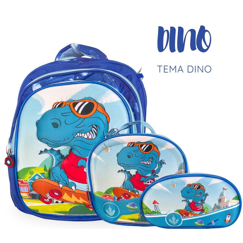 Kit Mochila Masculino Tema Aleatório – Mochila + Lancheira + Estojo | Estampa Surpresa, Resistente E Ideal Para Escola