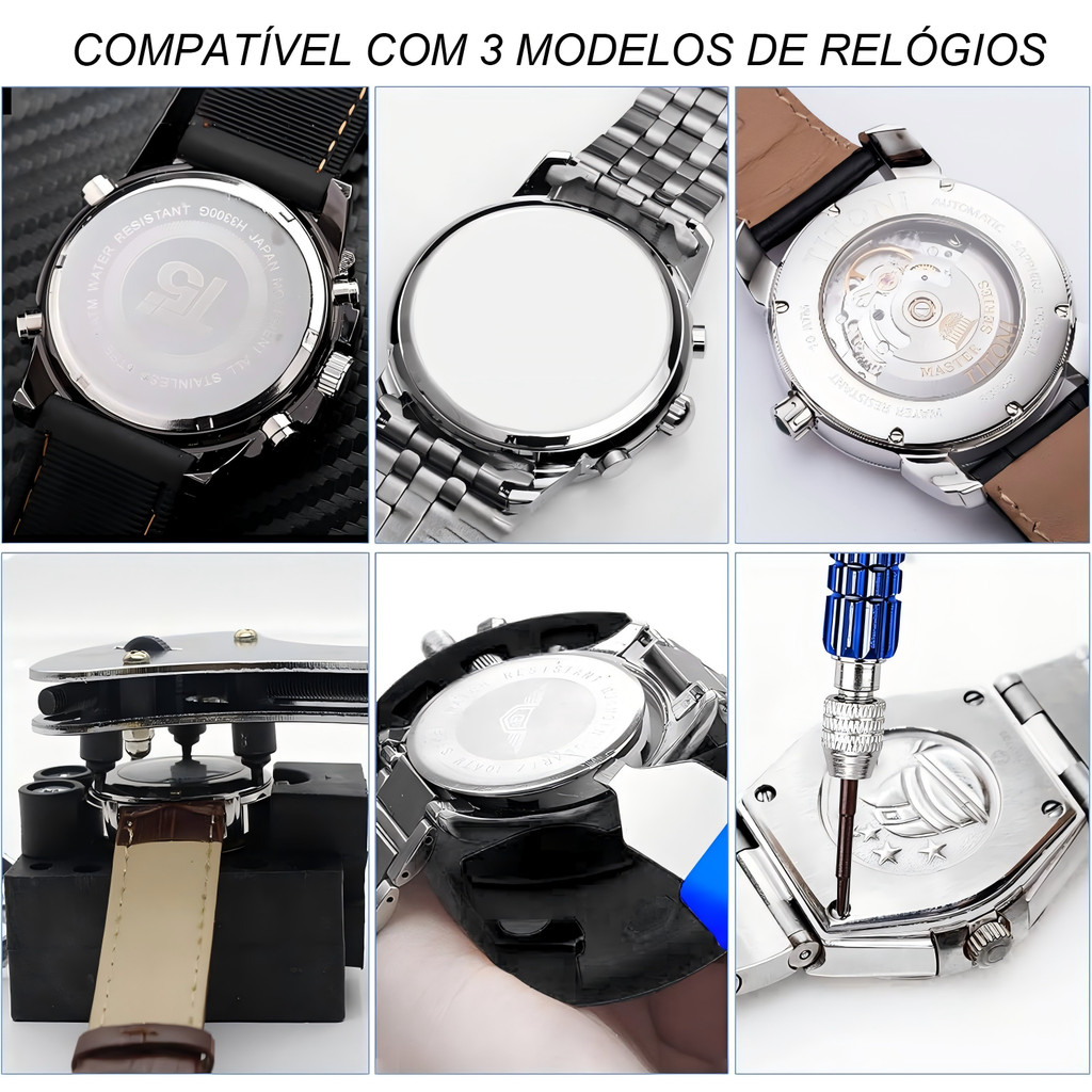 Kit de Ferramentas Relojoeiro 185 Peças, Com Estojo, Para Manutenção e Conserto de Relógios