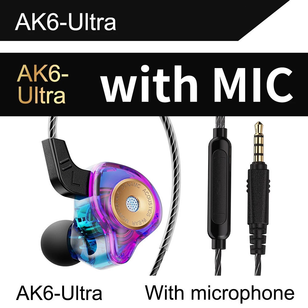 Fones de ouvido esportivos para corrida com controle de linha e microfone Qkz Ak6 Ultra Gamer Músico Com Case REAL