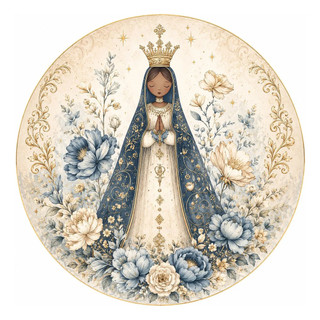 Capa Painel Redondo 150x150 Cm Tema Nossa Senhora Aparecida Lançamento Tecido Premium Lavável