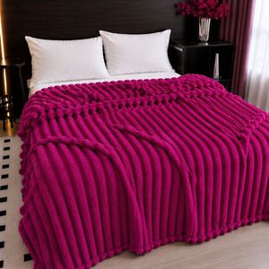 Manta Cobertor Casal Microfibra Canelada Antialérgica Coberta Macia 1,80x2,00 Magenta