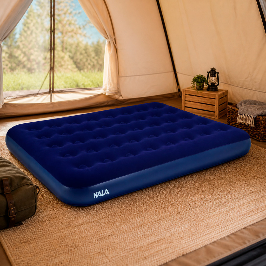 Colchão Inflável Casal Kala 191x137x22cm Camping Praia Pesca Azul