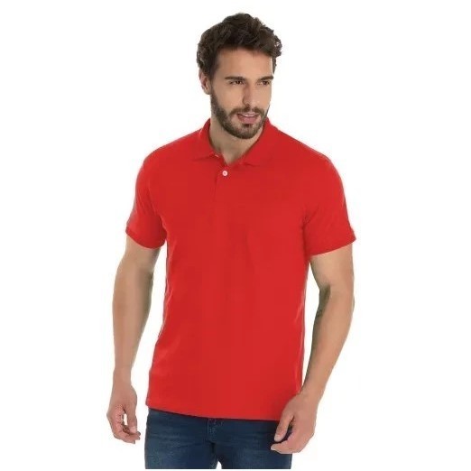 -Camisa Polo Piquet Masculina Premium Lisa e Bordada Verao