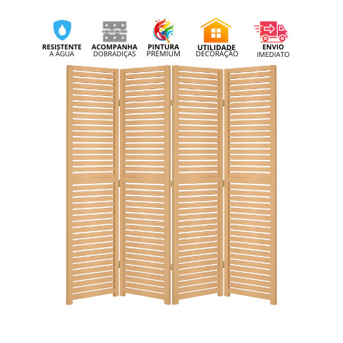 Biombo Riscado Portátil em MDF para Divisória e Decoração de Ambientes
