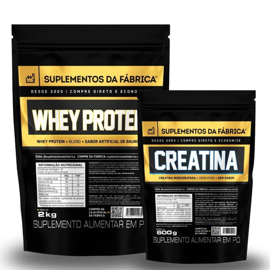 Kit Whey ISO Blend 2Kg + Creatina 600g Suplemento da Fabrica