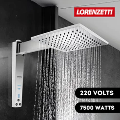 Chuveiro Ducha Acqua Century Digital Branco Cromado 220v 7500w Quadrado Lorenzetti Moderno Luxo