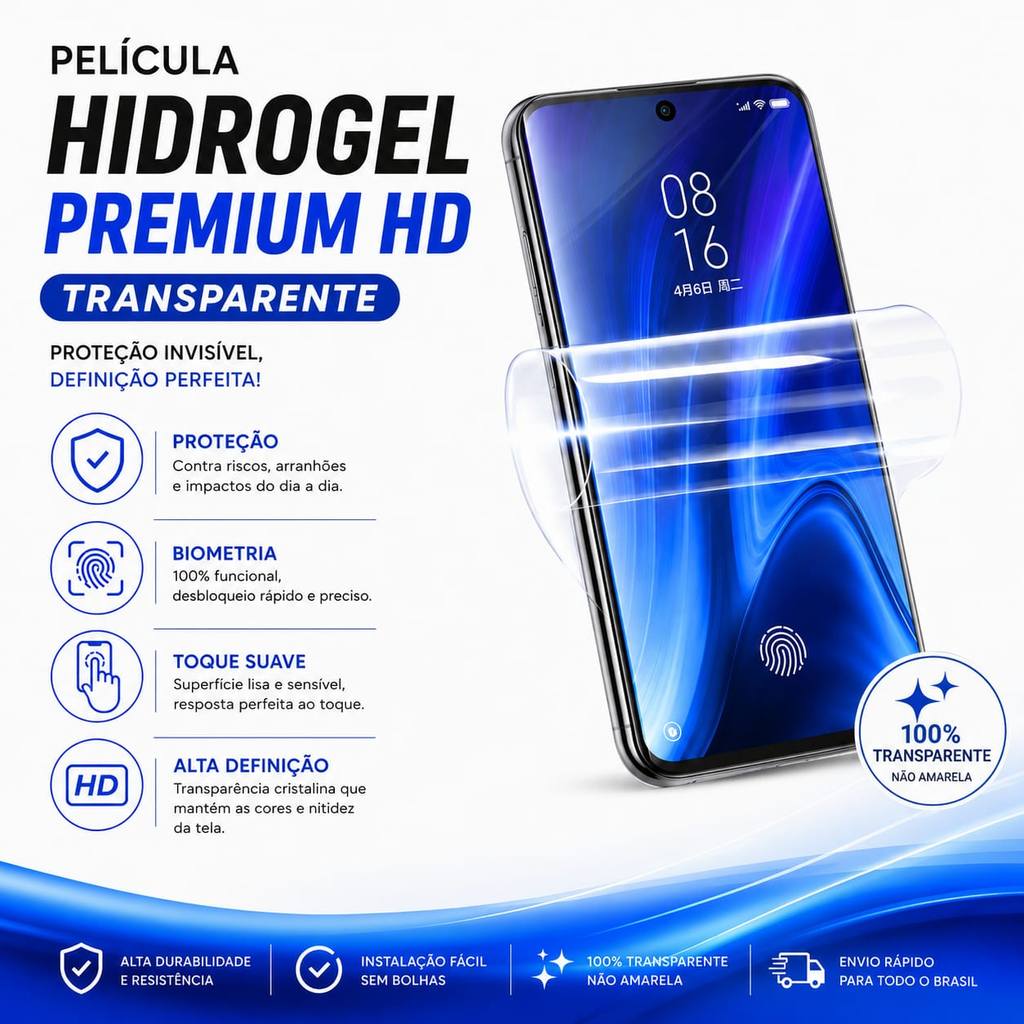 Pelicula Hidrogel PREMIUM HD TRANSPARENTE para S25, S24, S21, S23 - TODOS OS MODELOS ULTRA, PLUS, FE