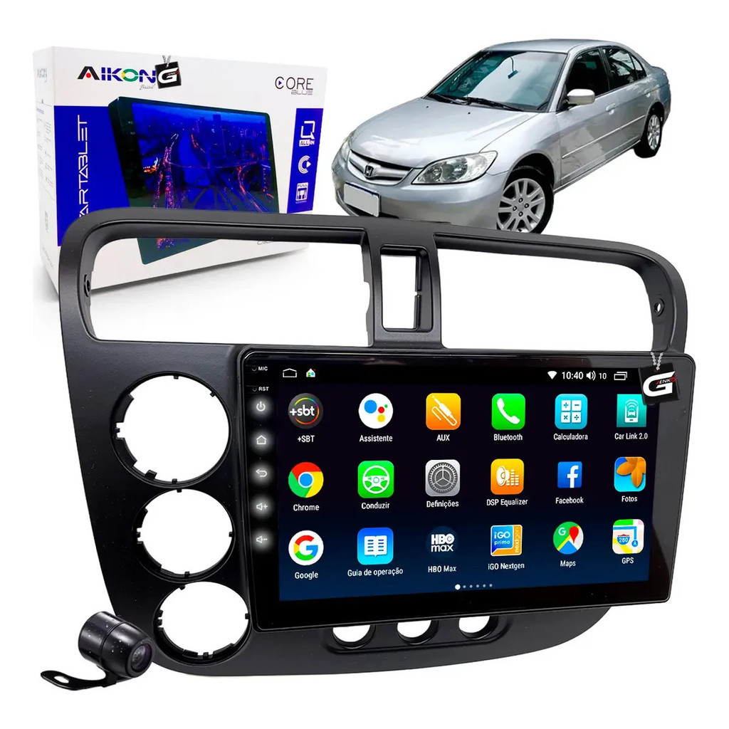 Multimidia Android Aikon Core Blue Painel Civic 2001-06 Qled