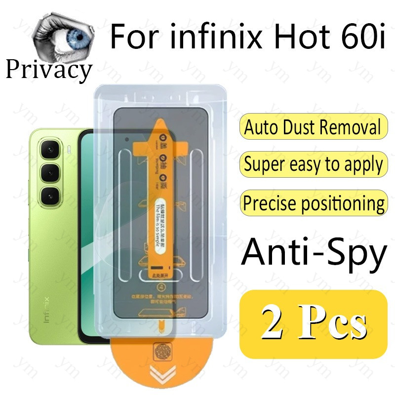 2 Pcs infinix Hot 60i 4G Anti-Espionagem Protetor De Tela De Vidro Temperado Com Um Clique Filme De Privacidade Espião P