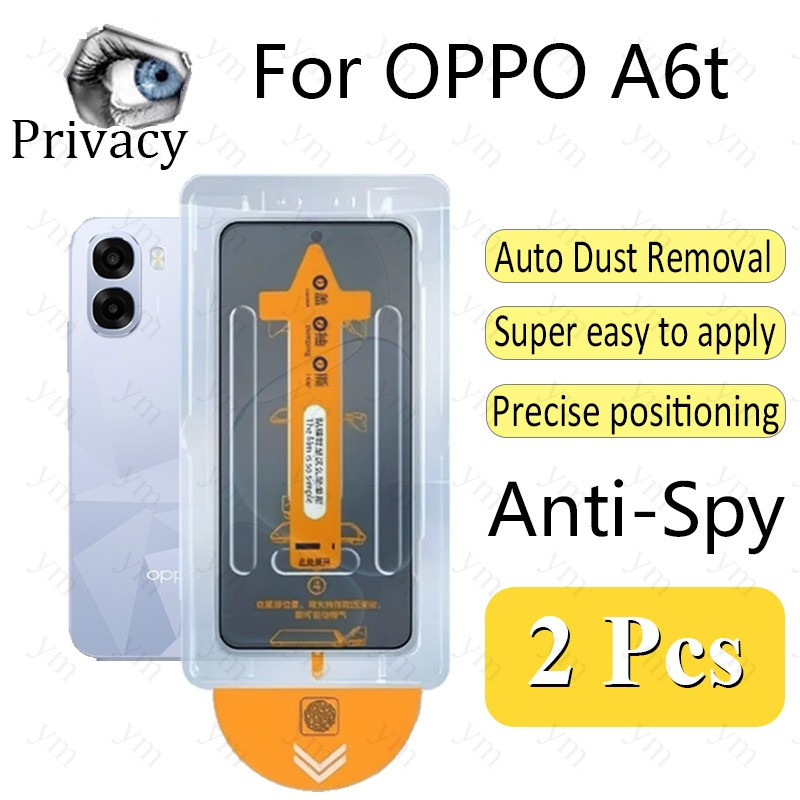 2 Pcs OPPO A6t Anti-Spy Privacy Protetor De Tela De Vidro Temperado Com Um Clique Filme Espionagem Para Reno 14 15 F A6x