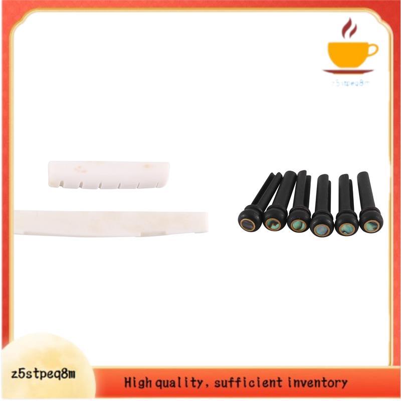 6 Cordas Guitarra Acústica Osso Ponte Sela E Porca 6 Peças Pinos De De Ébano Branco + Preto