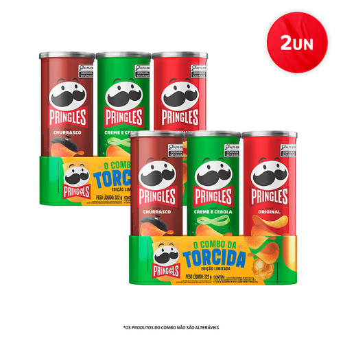 Combo Salgadinho Batata Frita Pringles Tripack Festa do Futebol 322g 2 uni