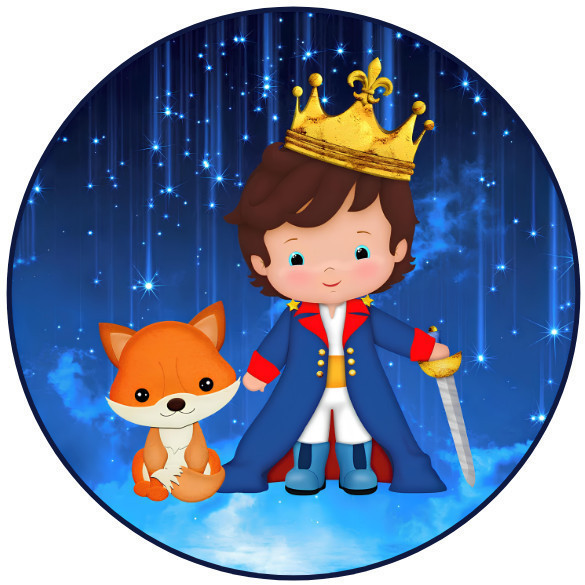 Capa Painel Pequeno Príncipe Redondo 150x150 Tecido Sublimado Festa Infantil Tema Príncipe Estrelas Planetas Decoração