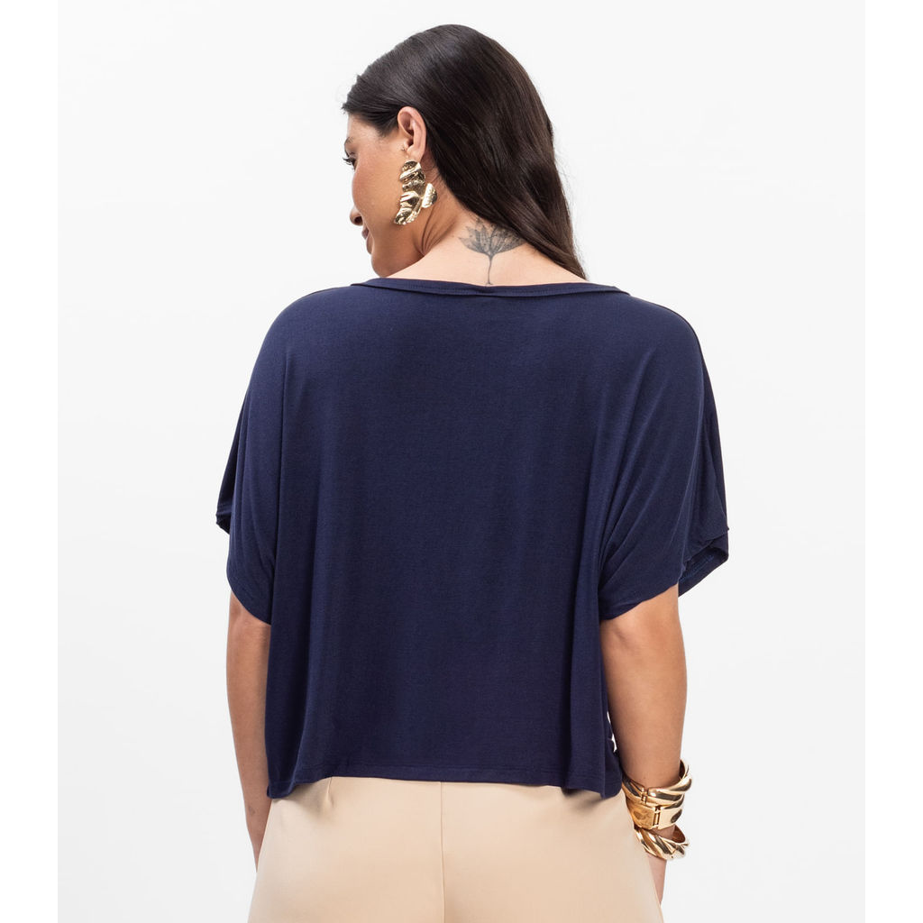 Detalhes do Blusa Feminina com Manga Morcego Rovitex Azul