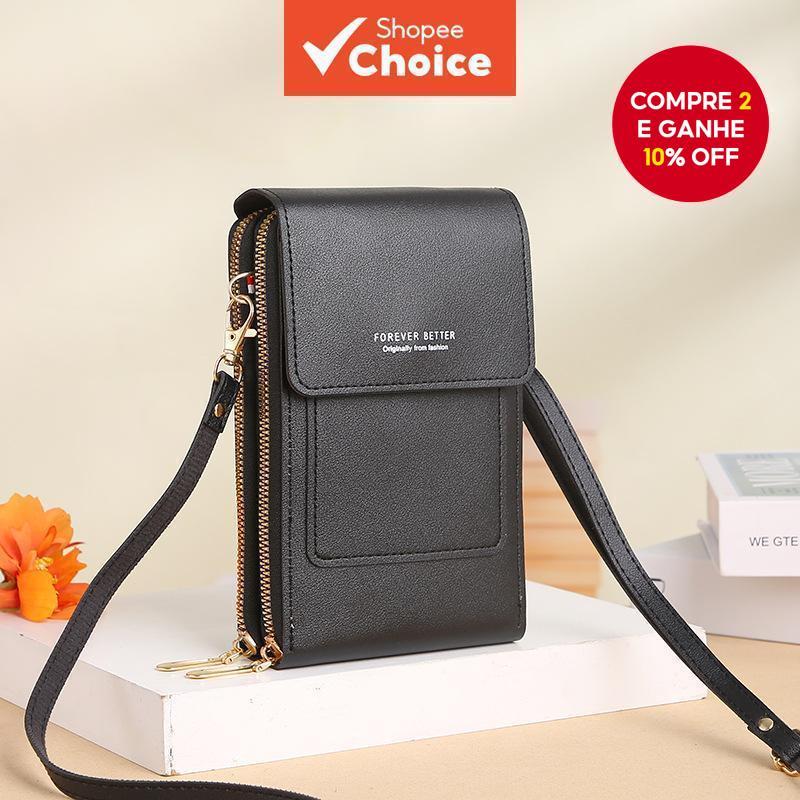 Moda Tela De Toque Telefone Saco Mini Aba Crossbody Ombro Carteira Do Plutônio Cartão Vertical Para Mulher em Oferta na Shopee