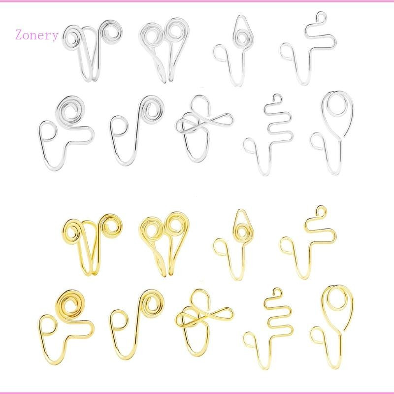 Zona 9 Peças Conjunto Nariz Anéis Argola Manguito Piercing Clipe Para Homens Lábio Orelha Anel Jóia