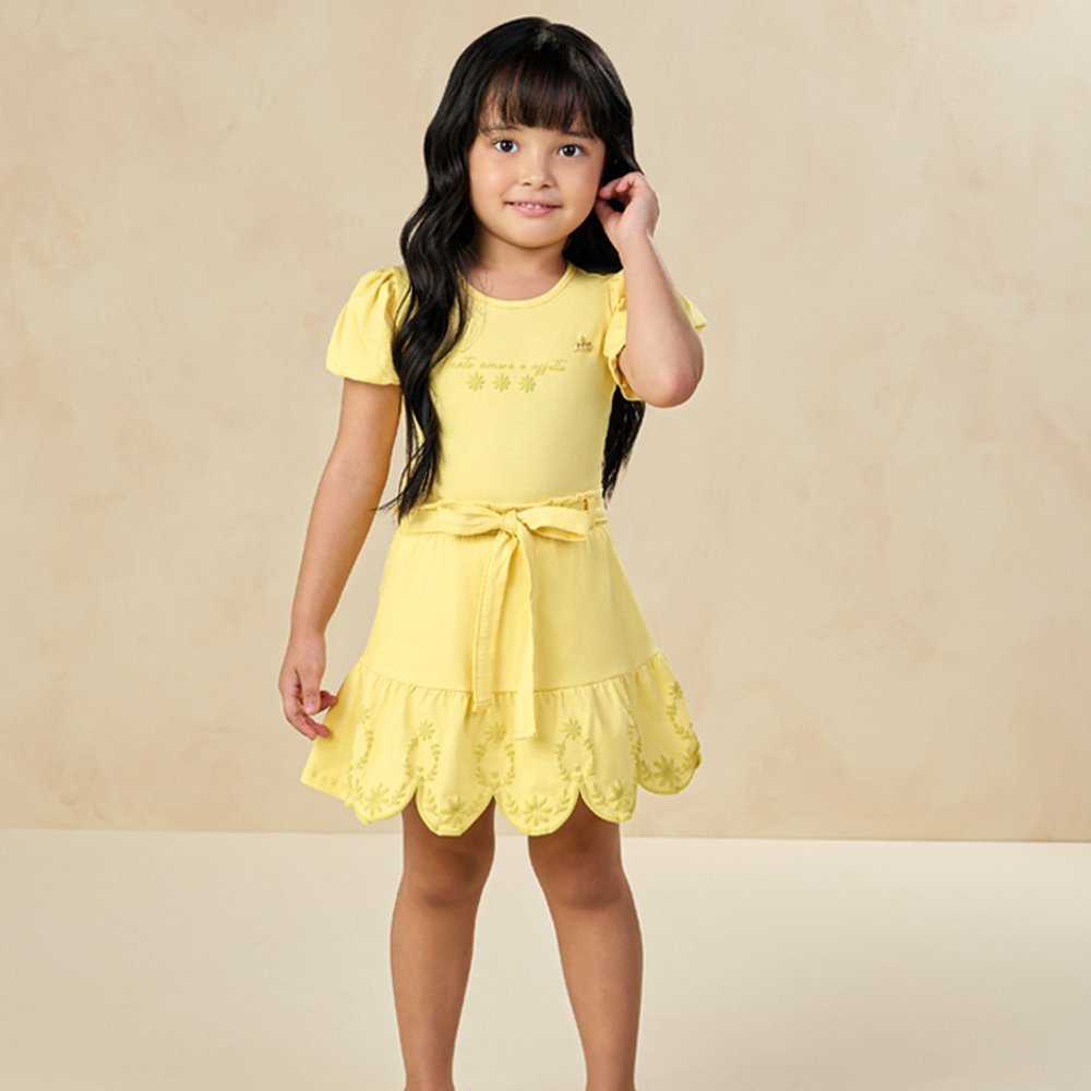 CONJUNTO MENINA BLUSA E SAIA EM COTTON PENTEADO