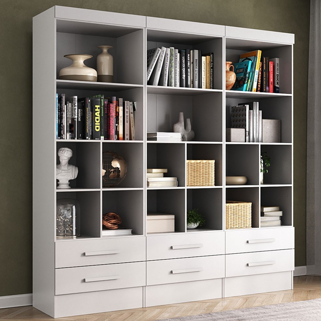 Estante para Livros Modulare 6 Gavetas 12 Prateleiras - Panorama Móveis