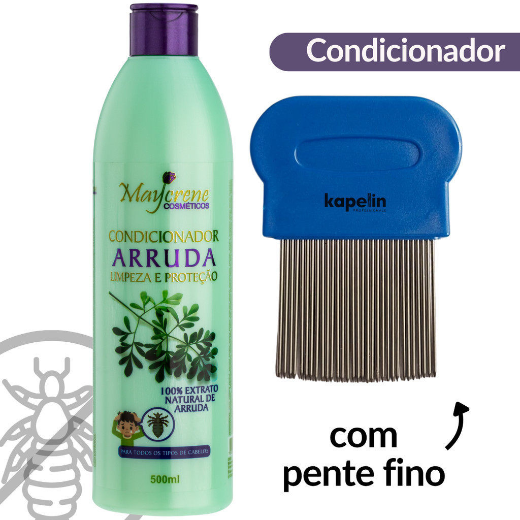 Condicionador Arruda Contra Piolho/Lêndeas + Pente Fino Aço em Oferta na Shopee
