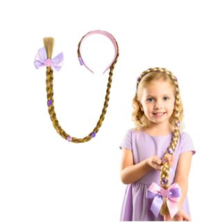 Tiara Cabelo Trança com laço e pedra roxo aplique Festa princesa Fantasia decoração em Oferta na Shopee