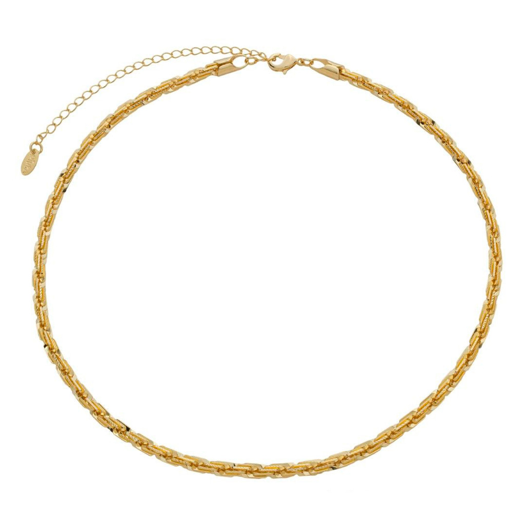 CHOKER MALHA VALENTINA FOLHEADA A OURO 18K