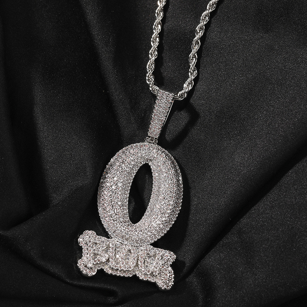 Hip Hop na moda cheio de diamante O bloco zircão carta pingente colar masculino moda simples jóias acessórios