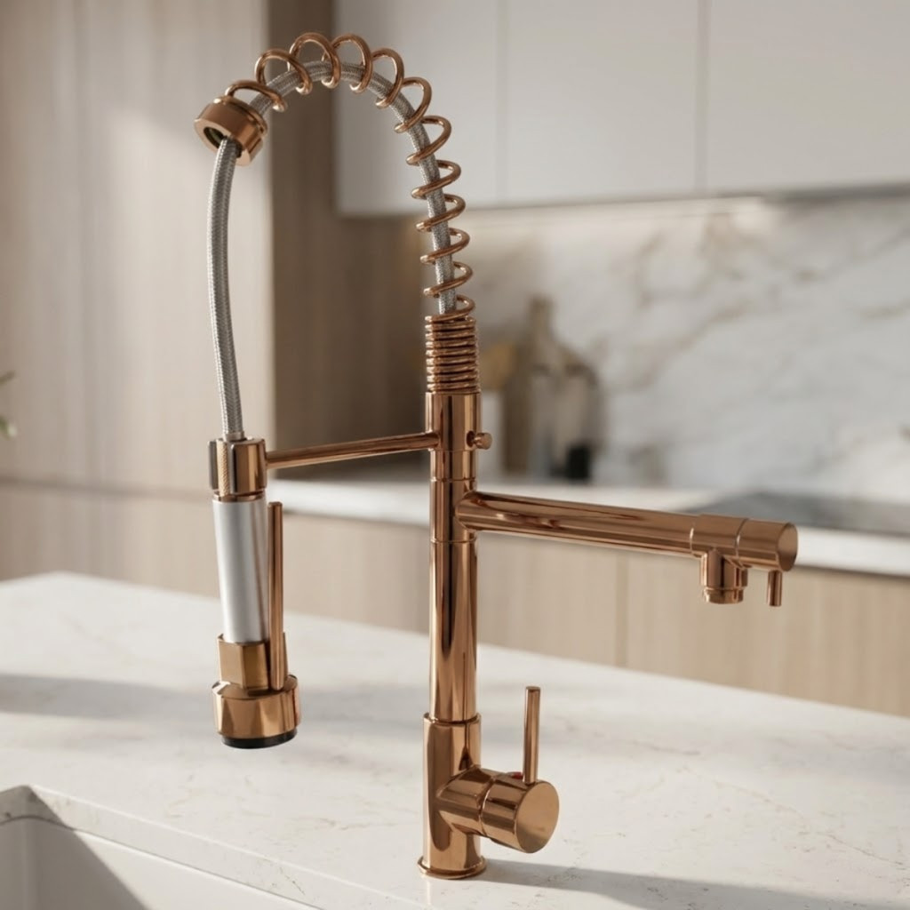 Torneira Cozinha Gourmet Monocomando Rosê Premium 50 Cm em Oferta na Shopee