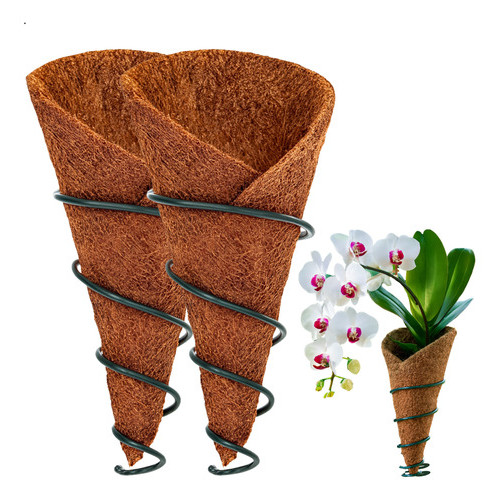 Kit 2 Vaso Para Orquideas Parede Fibra De Coco Com Suporte Fibra De Coco Lisa