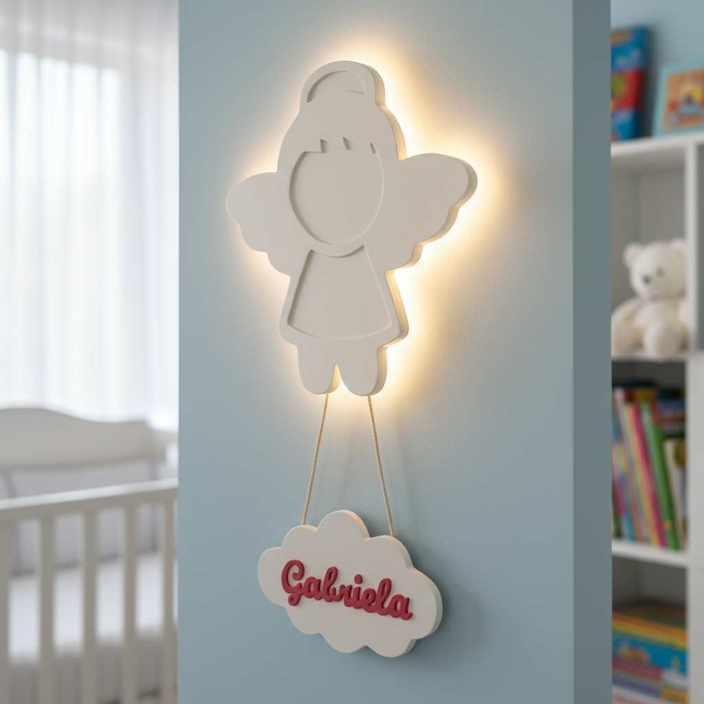Nicho De Anjo Anjinho Com Led E Nome Decoração Quarto Bebe Decoração Quarto Bebe E Porta