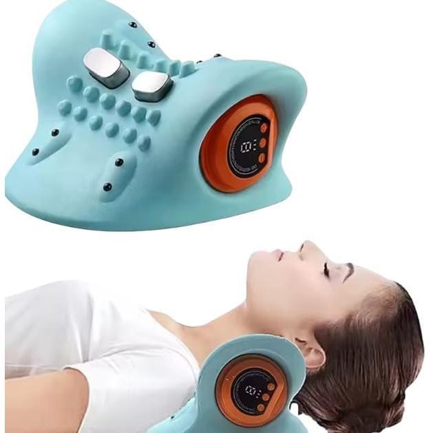 Massageador elétrico de coluna Cervical, tração e aquecimento infravermelho, vibração, adequado para pescoço e ombros.