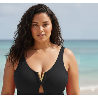 Maiô Plus Size  com Detalhe V no Busto GG 46/50 em Oferta na Shopee