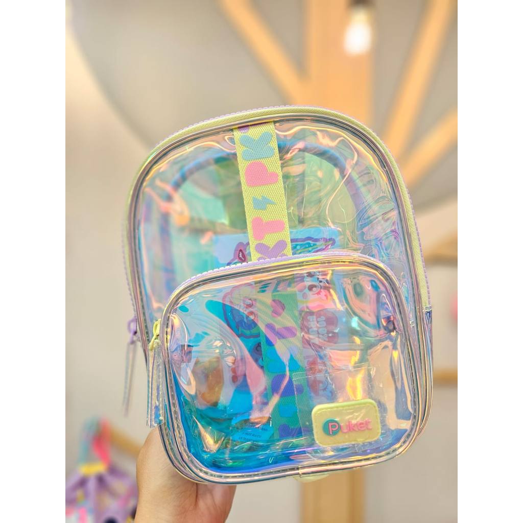 Mini Mochila de Costas com Adesivos Color Block Puket em Oferta na Shopee