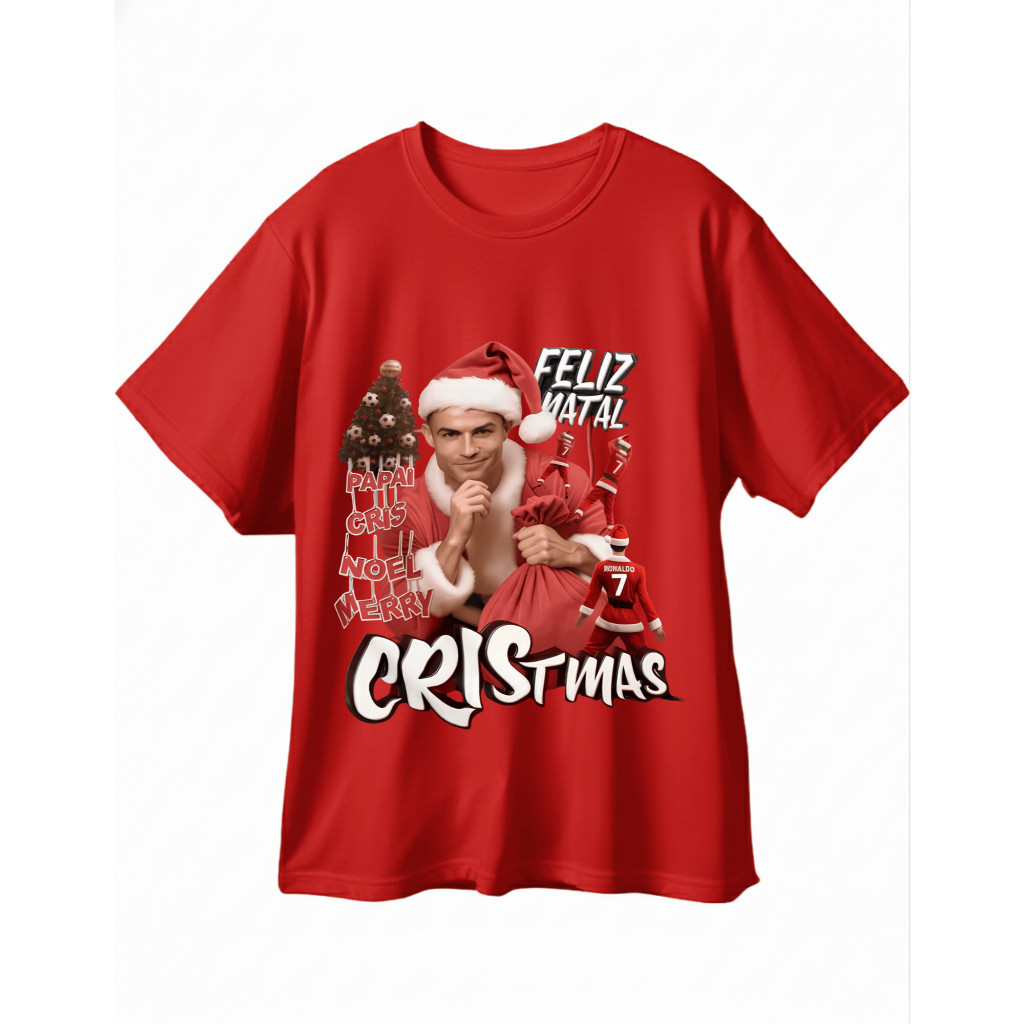 [Camiseta Premium em Algodão Puro]GXG Camisa Cr7 Natal Cristiano Ronaldo Natalino Cristmas Masculino Feminino Envio Imed