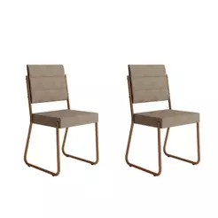 Conjunto 2 Cadeiras De Jantar 1736 Carraro Caramelo/rose