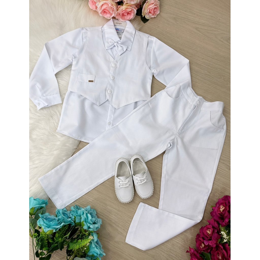 Conjunto Meninos Kanga Danilo Social Branco Colete
