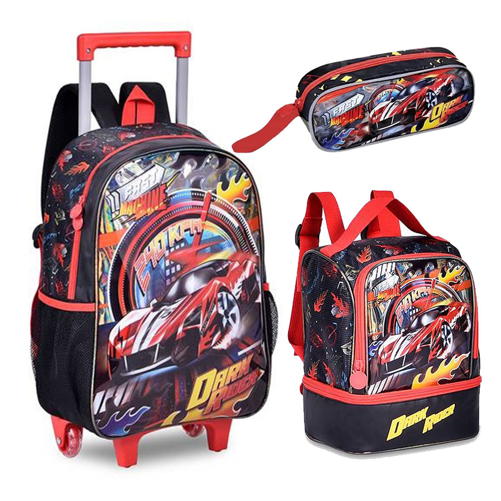 Kit Mochila Infantil Dark Racer Carro Lancheira e Estojo Clio em Oferta na Shopee
