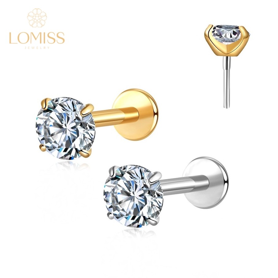 Piercing Conch Labret Push Pin Aço Cirúrgico Helix Tragus Nariz Corrente Nariz Australiano Tragus Titanio