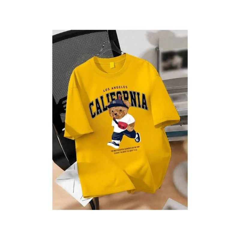 Camiseta Infantil Masculino Estampada 100% Algodão Blusinha Unissex Estampa Urso California Camiseta Infantil Unissex