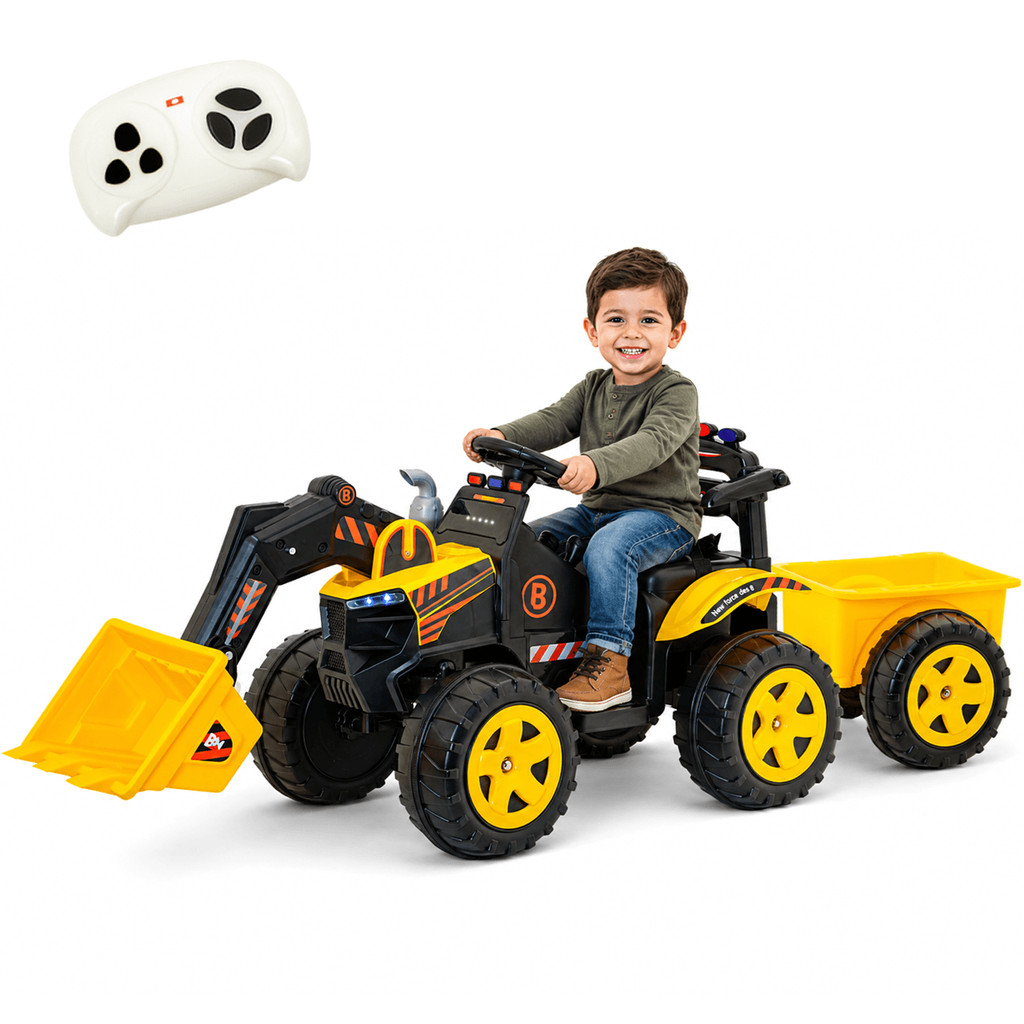 Trator Eletrico Biemme Escavedeira B Land Amarelo 12V Controle