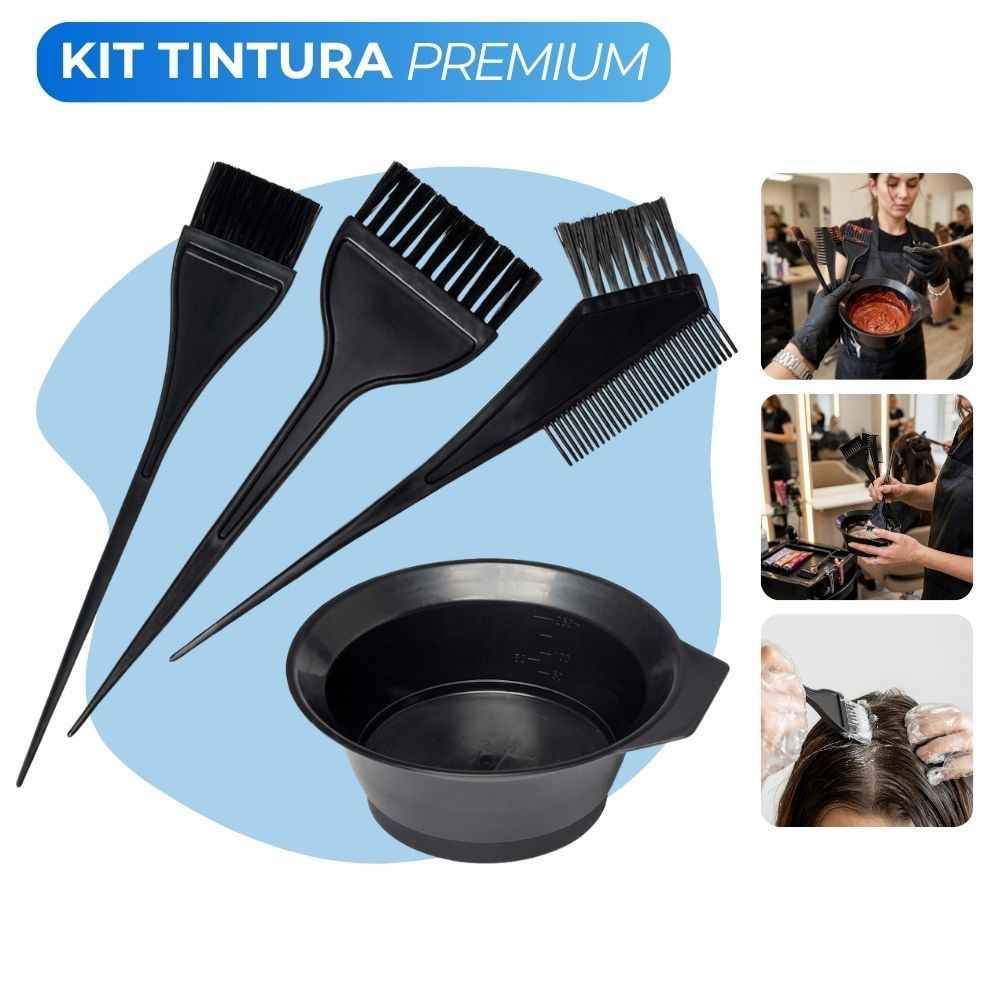 Conjunto 4 Pç para Pintar Cabelo Kit Pote Graduado e Pincel