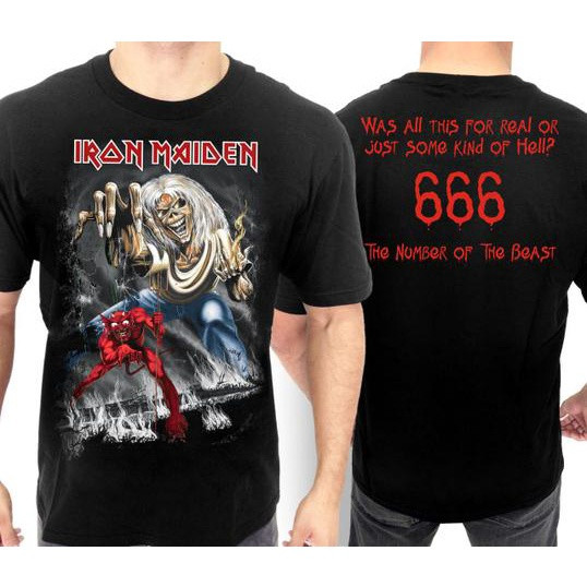 [Camiseta Premium em Algodão Puro]GXG Camiseta Iron Maiden -The Number of The Beast - TOP