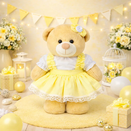 Urso Camponesa Pelúcia Bailarina 20 Cm Ckd Confecções