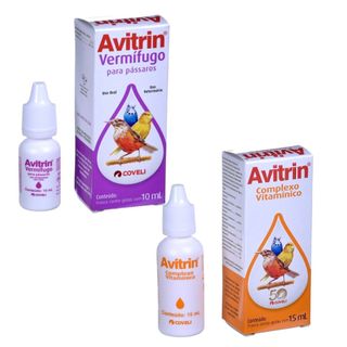 Vermífugo P/ Pássaros 10ml/Complexo Vitamínico Avitrin 15ml