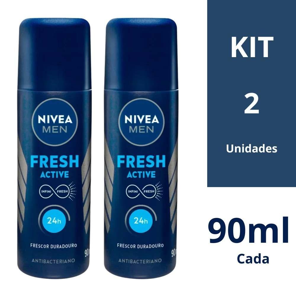 Kit 2 Desodorantes Nivea Men Fresh Active Spray 90ml Cada Masculino