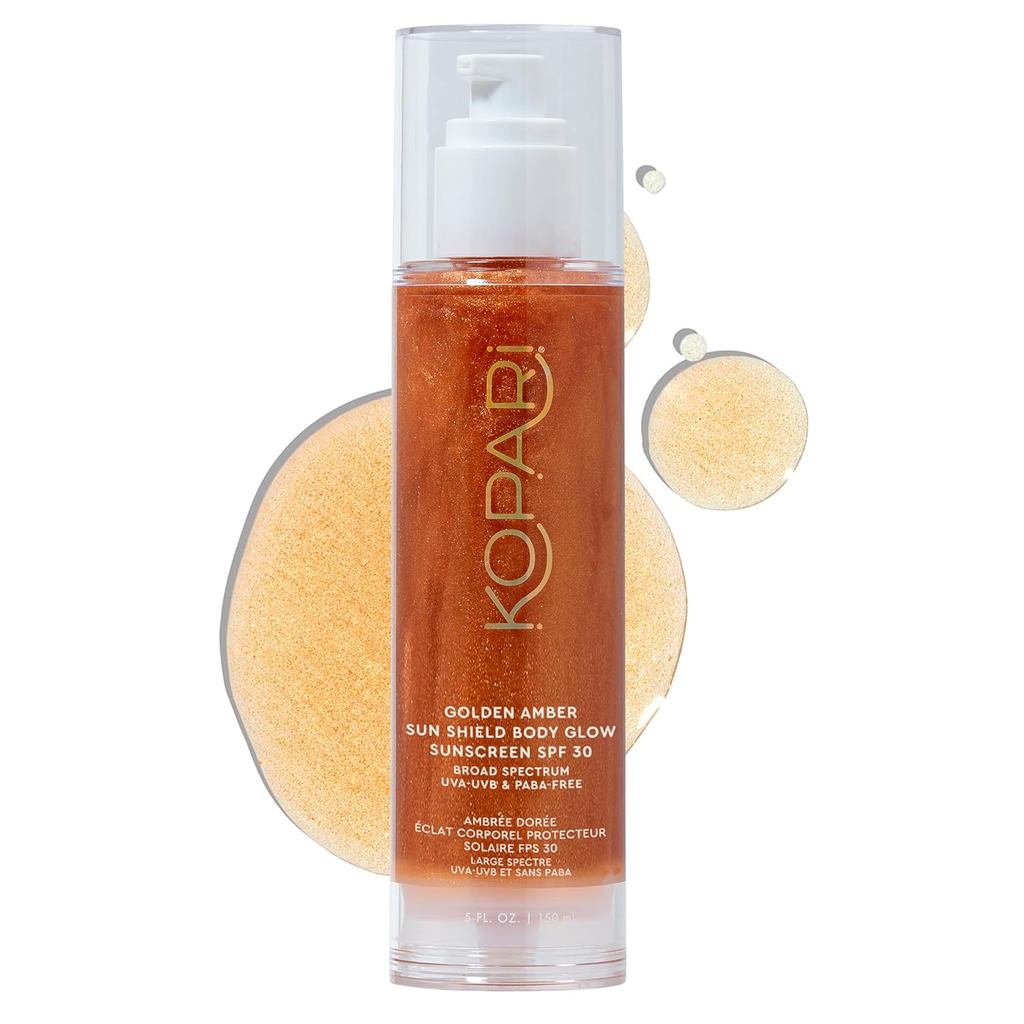 Kopari Protetor Solar Corporal com Brilho, Proteção Solar de Amplo Espectro FPS 30, Textura em Gel Leve e Cintilante, Ab