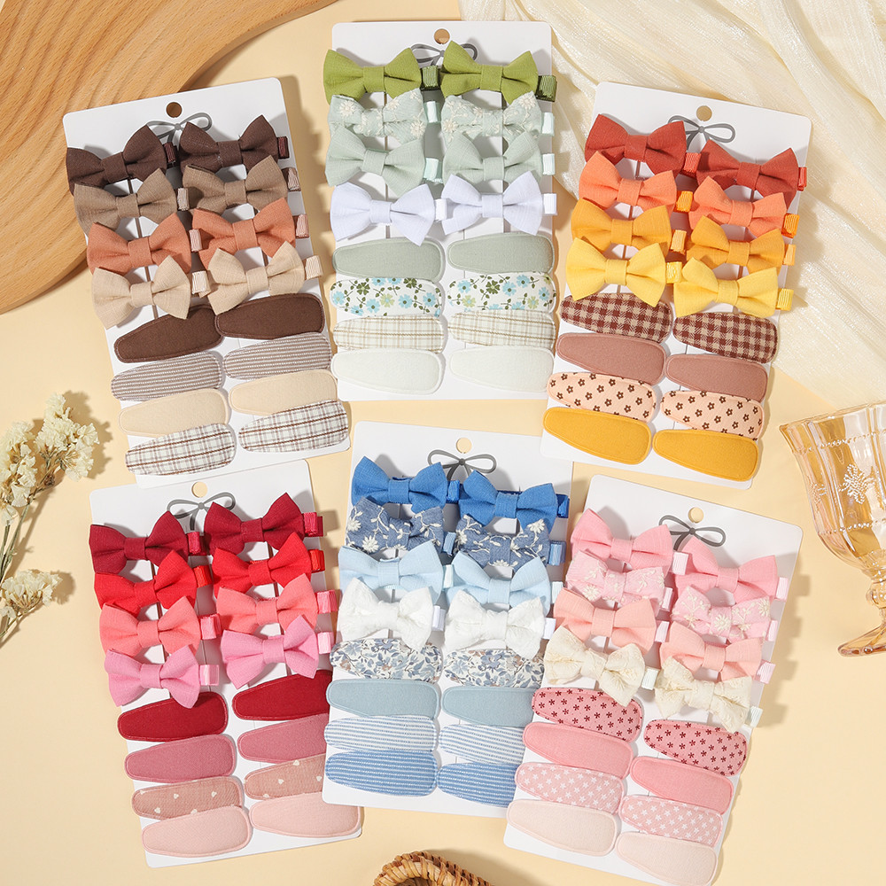 Conjunto De Acessórios De Cabelo Infantil Com Laço Fofo + Clipe BB De 16 Unidades , Esquema De Cores Doces , Versátil Pa