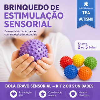 Kit Bola Cravo Sensorial 2 5 un Estimulação Tátil Autismo TEA Brinquedo Bebê Coordenação Motora
