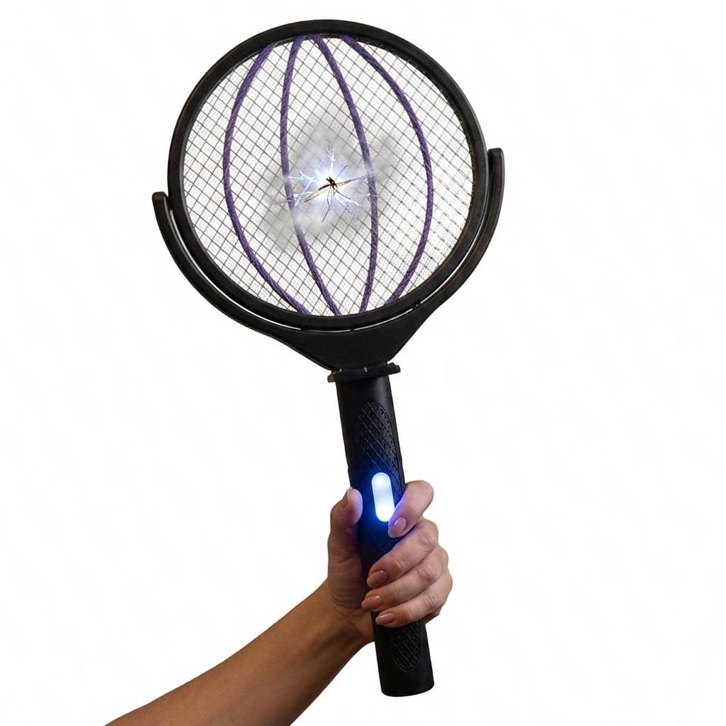 Raquete Eletrica Mata Mosquitos Moscas Insetos Luz UV Repelente Bastao Recarregavel Parede Mesa Jardim Casa Sala Quarto